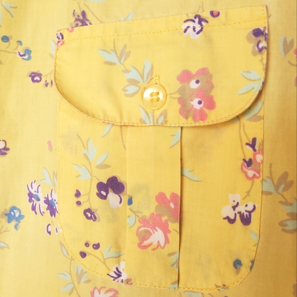 Vintage Yellow Floral Buttondown Top - Picture 5 of 9